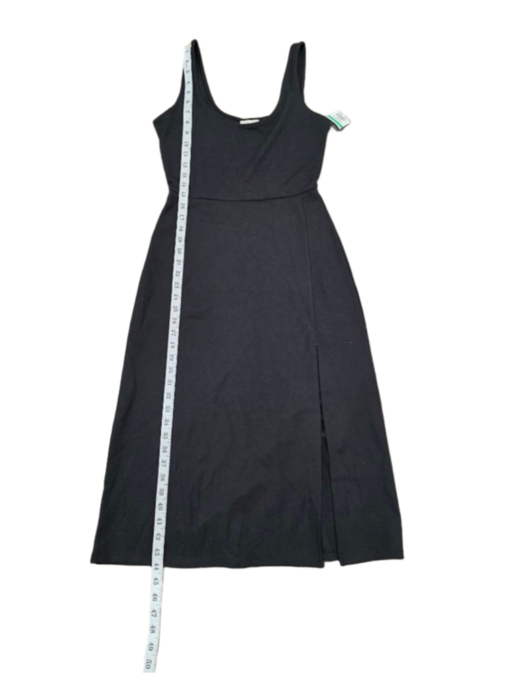 Open Edit Black Sleeveless Midi Dress Side Slit Stretch Knit Size Medium NWOT - Picture 9 of 10